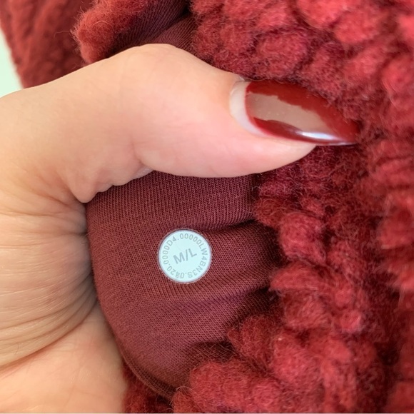 Lululemon Scuba wool Oversized Sherpa 1/2 Zip Savannah burgundy red size M/L - Picture 8 of 12